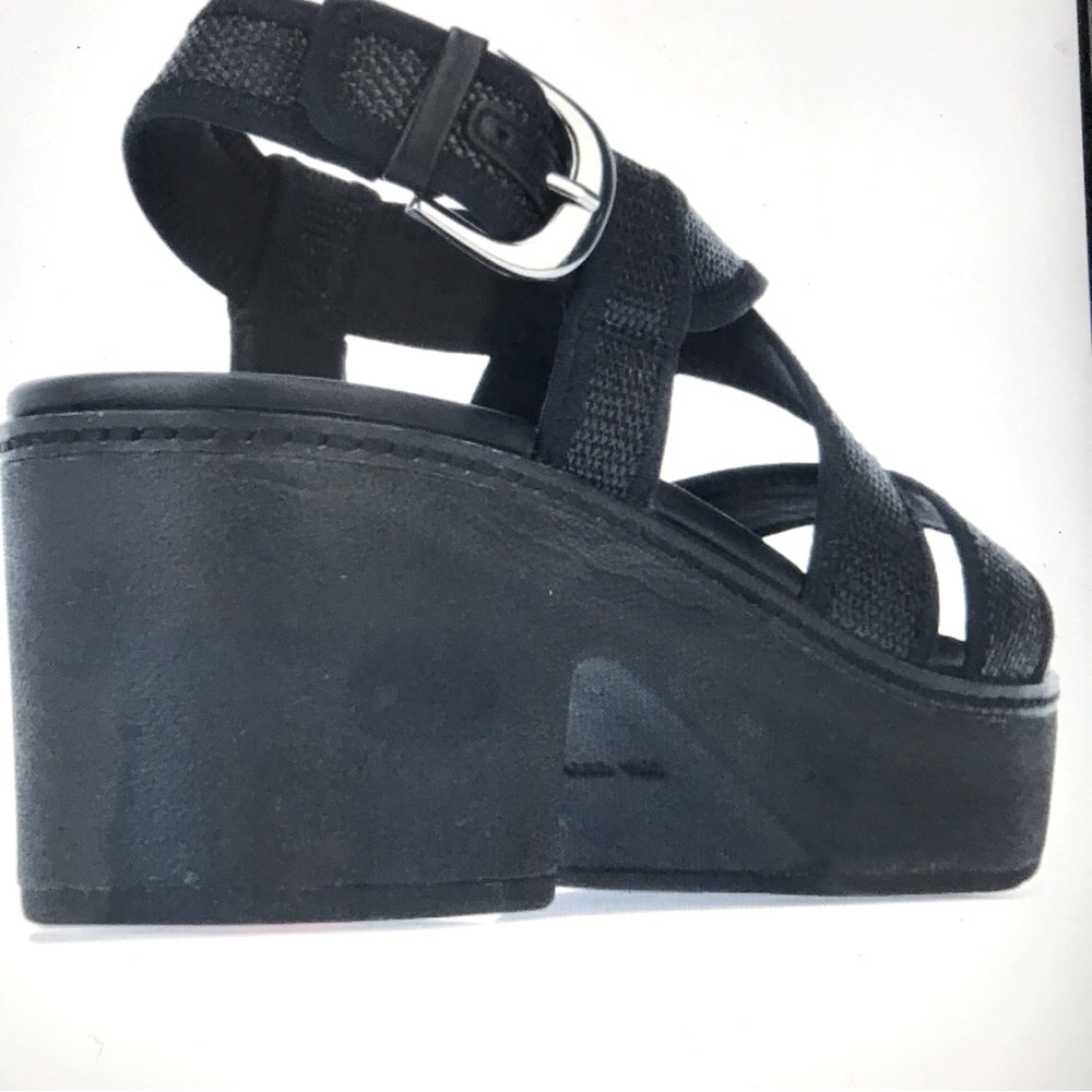 Sz 8 Fitflop Black Backstrap Platform Pilar Sandal - Picture 4 of 9